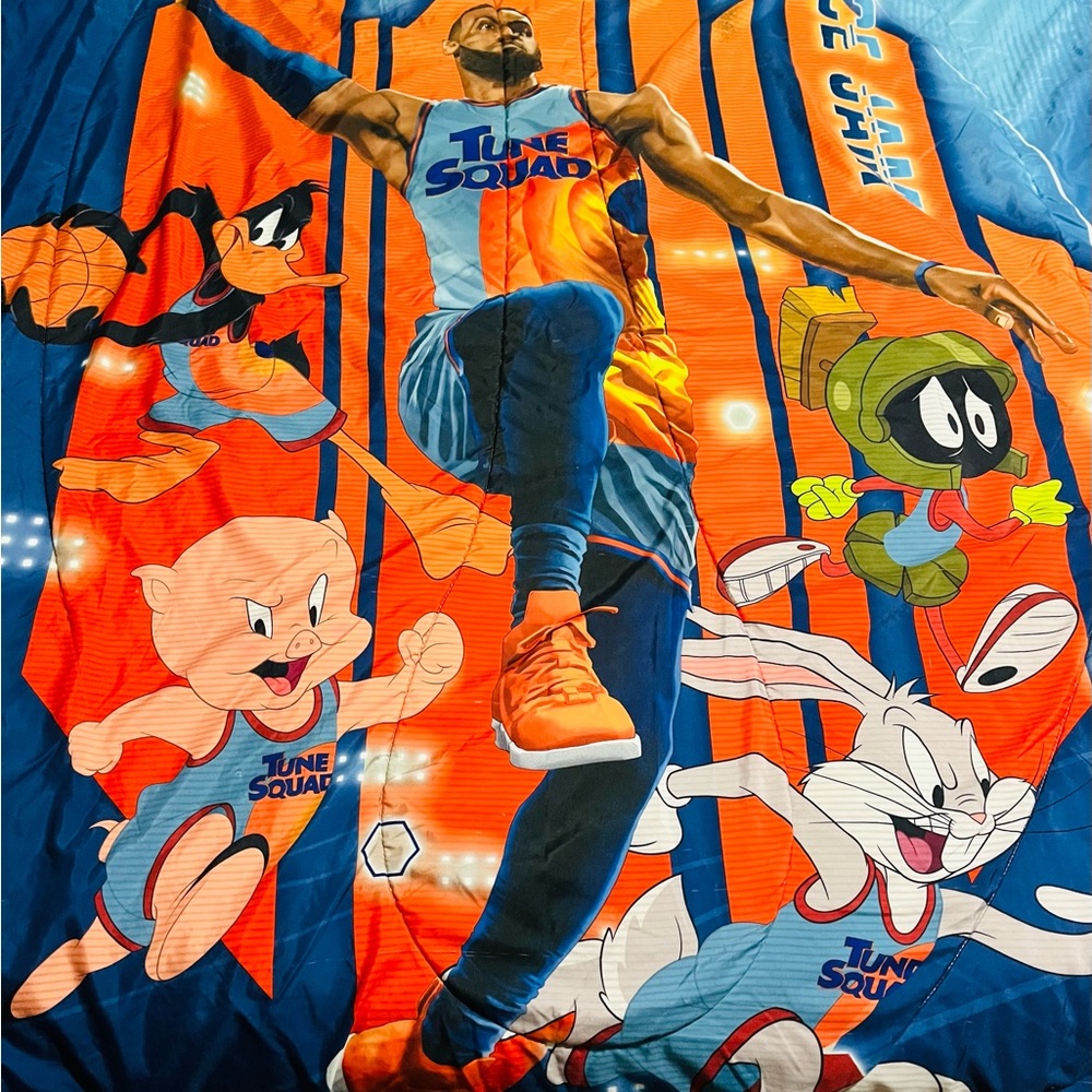 Space Jam LeBron Blue and Orange Throw Blanket